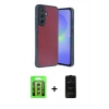 MARSİLYAN™- Galaxy A35 5G Kılıf Kıvılcım Işık Serisi - Siyah 6D Antistatik Mat Seramik Hayalet Nano Ekran Koruyucu + Raze Metal Kamera Lens - GS