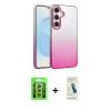 MARSİLYAN™- Galaxy A35 5G Kılıf Kıvılcım Minimal Özel Seri - Şeffaf Pasifik Cam Ekran Koruyucu + Raze Metal Kamera Lens - GS