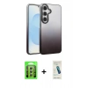 MARSİLYAN™- Galaxy A35 5G Kılıf Kıvılcım Minimal Özel Seri - Şeffaf Pasifik Cam Ekran Koruyucu + Raze Metal Kamera Lens - GS