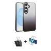 MARSİLYAN™- Galaxy A35 5G Kılıf Kıvılcım Minimal Özel Seri - Siyah 3D Antistatik Cam Ekran Koruyucu + Şeffaf Kamera Lens Koruma Cam