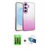 MARSİLYAN™- Galaxy A35 5G Kılıf Kıvılcım Minimal Özel Seri - Siyah 3D Antistatik Cam Ekran Koruyucu + Siyah Raze Metal Kamera Lens