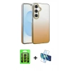 MARSİLYAN™- Galaxy A35 5G Kılıf Kıvılcım Minimal Özel Seri - Siyah 3D Antistatik Seramik Nano Ekran Koruyucu + Siyah Raze Metal Kamera Lens