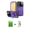 MARSİLYAN™- Galaxy A35 5G Kılıf Kıvılcım Modern Serisi - Şeffaf Pasifik Cam Ekran Koruyucu + Raze Metal Kamera Lens - GS