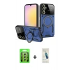 MARSİLYAN™- Galaxy A35 5G Kılıf Kıvılcım Modern Serisi - Şeffaf Pasifik Cam Ekran Koruyucu + Raze Metal Kamera Lens - GS