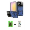 MARSİLYAN™- Galaxy A35 5G Kılıf Kıvılcım Modern Serisi - Şeffaf Pasifik Cam Ekran Koruyucu + Raze Metal Kamera Lens - SH