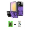 MARSİLYAN™- Galaxy A35 5G Kılıf Kıvılcım Modern Serisi - Şeffaf Pasifik Cam Ekran Koruyucu + Raze Metal Kamera Lens - SH