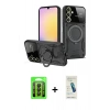 MARSİLYAN™- Galaxy A35 5G Kılıf Kıvılcım Modern Serisi - Şeffaf Pasifik Cam Ekran Koruyucu + Raze Metal Kamera Lens - SH
