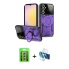 MARSİLYAN™- Galaxy A35 5G Kılıf Kıvılcım Modern Serisi - Siyah 3D Antistatik Cam Ekran Koruyucu + Raze Metal Kamera Lens - GS