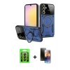 MARSİLYAN™- Galaxy A35 5G Kılıf Kıvılcım Modern Serisi - Siyah 3D Antistatik Mat Seramik Nano Ekran Koruyucu + Raze Metal Kamera Lens - SH