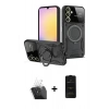 MARSİLYAN™- Galaxy A35 5G Kılıf Kıvılcım Modern Serisi - Siyah 6D Antistatik Mat Seramik Hayalet Nano Ekran Koruyucu + Kamera Lens Koruma Cam - SF