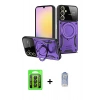 MARSİLYAN™- Galaxy A35 5G Kılıf Kıvılcım Modern Serisi - Siyah Joko Magic 5D Cam + Raze Metal Kamera Lens - SH