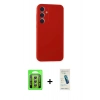 MARSİLYAN™- Galaxy A35 5G Kılıf Kozmos Yansıma Özel Seri - Şeffaf Pasifik Cam Ekran Koruyucu + Raze Metal Kamera Lens - GS