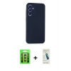 MARSİLYAN™- Galaxy A35 5G Kılıf Kozmos Yansıma Özel Seri - Şeffaf Pasifik Cam Ekran Koruyucu + Raze Metal Kamera Lens - GS