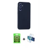 MARSİLYAN™- Galaxy A35 5G Kılıf Kozmos Yansıma Özel Seri - Siyah 3D Antistatik Cam Ekran Koruyucu + Raze Metal Kamera Lens - GS