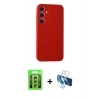 MARSİLYAN™- Galaxy A35 5G Kılıf Kozmos Yansıma Özel Seri - Siyah 3D Antistatik Cam Ekran Koruyucu + Raze Metal Kamera Lens - GS