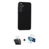 MARSİLYAN™- Galaxy A35 5G Kılıf Kozmos Yansıma Özel Seri - Siyah 3D Antistatik Cam Ekran Koruyucu + Kamera Lens Koruma Cam - SF