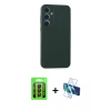 MARSİLYAN™- Galaxy A35 5G Kılıf Kozmos Yansıma Özel Seri - Siyah 3D Antistatik Cam Ekran Koruyucu + Raze Metal Kamera Lens - SH