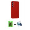 MARSİLYAN™- Galaxy A35 5G Kılıf Kozmos Yansıma Özel Seri - Siyah 3D Antistatik Cam Ekran Koruyucu + Raze Metal Kamera Lens - SH