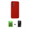MARSİLYAN™- Galaxy A35 5G Kılıf Kozmos Yansıma Özel Seri - Siyah 3D Antistatik Hayalet Cam Ekran Koruyucu + Raze Metal Kamera Lens - SH
