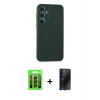 MARSİLYAN™- Galaxy A35 5G Kılıf Kozmos Yansıma Özel Seri - Siyah 3D Antistatik Hayalet Cam Ekran Koruyucu + Raze Metal Kamera Lens - SH