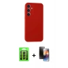 MARSİLYAN™- Galaxy A35 5G Kılıf Kozmos Yansıma Özel Seri - Siyah 3D Antistatik Mat Seramik Nano Ekran Koruyucu + Raze Metal Kamera Lens - SH