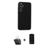 MARSİLYAN™- Galaxy A35 5G Kılıf Kozmos Yansıma Özel Seri - Siyah 6D Antistatik Mat Seramik Hayalet Nano Ekran Koruyucu + Şeffaf Kamera Lens Koruma Cam