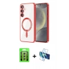 MARSİLYAN™- Galaxy A35 5G Kılıf Nova Işık Özel Seri - Siyah 3D Antistatik Cam Ekran Koruyucu + Raze Metal Kamera Lens - GS