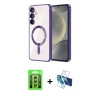 MARSİLYAN™- Galaxy A35 5G Kılıf Nova Işık Özel Seri - Siyah 3D Antistatik Cam Ekran Koruyucu + Raze Metal Kamera Lens - GS
