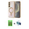 MARSİLYAN™- Galaxy A35 5G Kılıf Nova Işık Özel Seri - Siyah 3D Antistatik Cam Ekran Koruyucu + Raze Metal Kamera Lens - GS