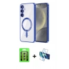 MARSİLYAN™- Galaxy A35 5G Kılıf Nova Işık Özel Seri - Siyah 3D Antistatik Cam Ekran Koruyucu + Raze Metal Kamera Lens - GS