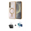 MARSİLYAN™- Galaxy A35 5G Kılıf Nova Işık Özel Seri - Siyah 3D Antistatik Cam Ekran Koruyucu + Kamera Lens Koruma Cam - SF