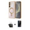 MARSİLYAN™- Galaxy A35 5G Kılıf Nova Işık Özel Seri - Siyah 3D Antistatik Hayalet Cam Ekran Koruyucu + Kamera Lens Koruma Cam - SF