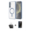 MARSİLYAN™- Galaxy A35 5G Kılıf Nova Işık Özel Seri - Siyah 3D Antistatik Hayalet Cam Ekran Koruyucu + Kamera Lens Koruma Cam - SF