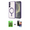 MARSİLYAN™- Galaxy A35 5G Kılıf Nova Işık Özel Seri - Siyah 3D Antistatik Mat Seramik Nano Ekran Koruyucu + Raze Metal Kamera Lens - SH