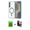 MARSİLYAN™- Galaxy A35 5G Kılıf Nova Işık Özel Seri - Siyah 3D Antistatik Mat Seramik Nano Ekran Koruyucu + Raze Metal Kamera Lens - SH