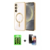 MARSİLYAN™- Galaxy A35 5G Kılıf Nova Işık Özel Seri - Siyah 3D Antistatik Mat Seramik Nano Ekran Koruyucu + Raze Metal Kamera Lens - SH