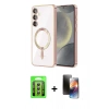 MARSİLYAN™- Galaxy A35 5G Kılıf Nova Işık Özel Seri - Siyah 3D Antistatik Mat Seramik Nano Ekran Koruyucu + Raze Metal Kamera Lens - GS