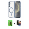 MARSİLYAN™- Galaxy A35 5G Kılıf Nova Işık Özel Seri - Siyah 3D Antistatik Mat Seramik Nano Ekran Koruyucu + Raze Metal Kamera Lens - SH