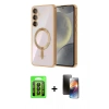 MARSİLYAN™- Galaxy A35 5G Kılıf Nova Işık Özel Seri - Siyah 3D Antistatik Mat Seramik Nano Ekran Koruyucu + Raze Metal Kamera Lens - SH