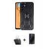 MARSİLYAN™- Galaxy A35 5G Kılıf Nova Yansıma Prime - Siyah 3D Antistatik Hayalet Cam Ekran Koruyucu + Kamera Lens Koruma Cam - SF