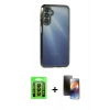 MARSİLYAN™- Galaxy A35 5G Kılıf Vadi Minimal - Siyah 3D Antistatik Mat Seramik Nano Ekran Koruyucu + Raze Metal Kamera Lens - SH
