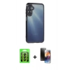 MARSİLYAN™- Galaxy A35 5G Kılıf Vadi Minimal - Siyah 3D Antistatik Mat Seramik Nano Ekran Koruyucu + Raze Metal Kamera Lens - SH