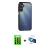 MARSİLYAN™- Galaxy A35 5G Kılıf Vadi Minimal - Siyah 3D Antistatik Seramik Nano Ekran Koruyucu + Raze Metal Kamera Lens - SH