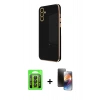 MARSİLYAN™- Galaxy A35 5G Kılıf Yankı Serisi - Siyah 3D Antistatik Mat Seramik Nano Ekran Koruyucu + Raze Metal Kamera Lens - SH