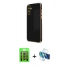 MARSİLYAN™- Galaxy A35 5G Kılıf Yankı Serisi - Siyah 3D Antistatik Seramik Nano Ekran Koruyucu + Raze Metal Kamera Lens - SH