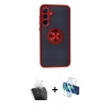 MARSİLYAN™- Galaxy A35 5G Kılıf Yörünge Çizgi - Siyah 3D Antistatik Cam Ekran Koruyucu + Kamera Lens Koruma Cam - SF