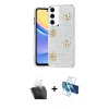 MARSİLYAN™- Galaxy A35 5G Kılıf Yörünge Form - Siyah 3D Antistatik Cam Ekran Koruyucu + Kamera Lens Koruma Cam - SF