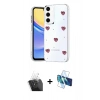 MARSİLYAN™- Galaxy A35 5G Kılıf Yörünge Form - Siyah 3D Antistatik Cam Ekran Koruyucu + Kamera Lens Koruma Cam - SF