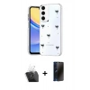 MARSİLYAN™- Galaxy A35 5G Kılıf Yörünge Form - Siyah 3D Antistatik Hayalet Cam Ekran Koruyucu + Kamera Lens Koruma Cam - SF