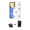 MARSİLYAN™- Galaxy A35 5G Kılıf Yörünge Form - Siyah 3D Antistatik Hayalet Cam Ekran Koruyucu + Kamera Lens Koruma Cam - SF
